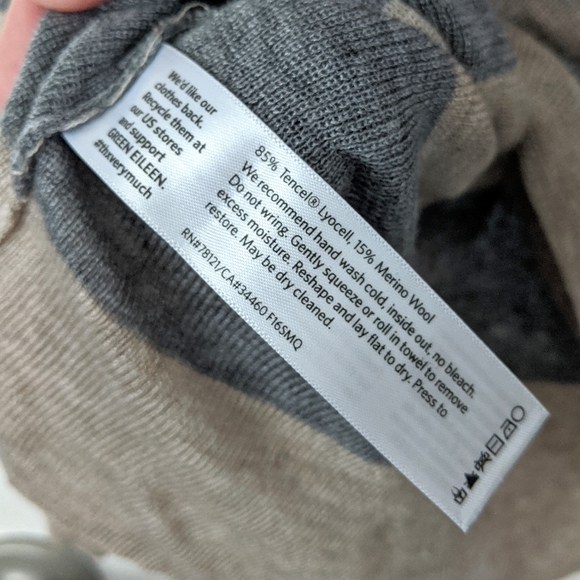 Eileen Fisher Stripe Gray & Tan Sweater - Picture 7 of 7